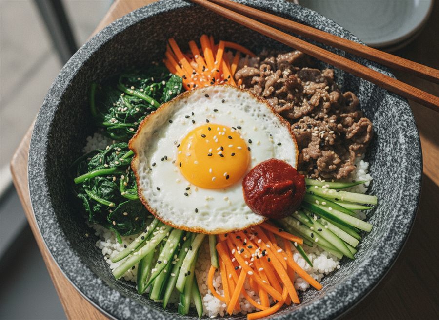 Beef & Egg Bibimbap-Style Bowl