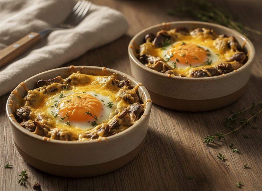 Mushroom & Cheese Baked Eggs