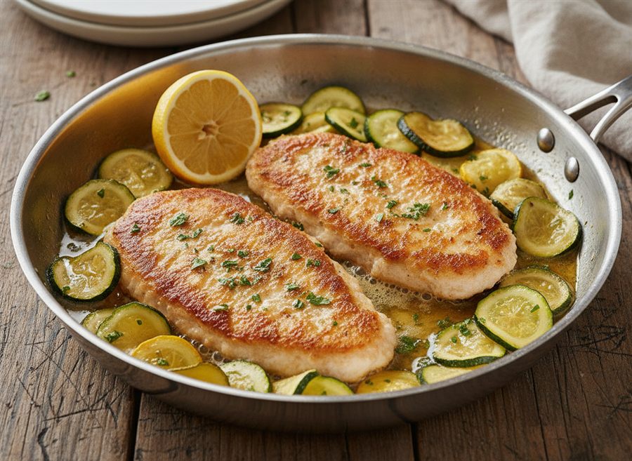 Garlic Butter Chicken Escalopes with Courgettes