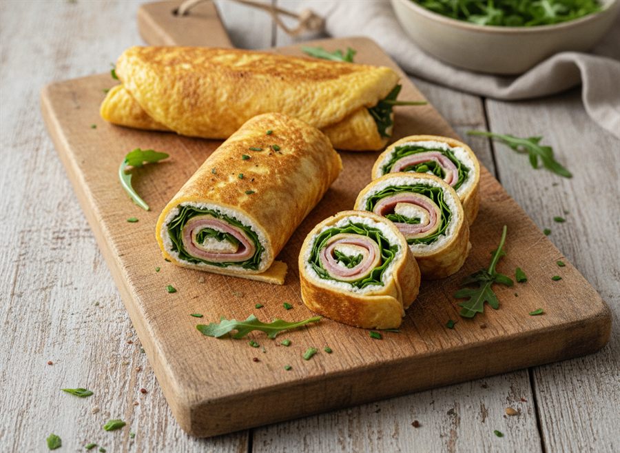 Ham & Cream Cheese Omelette Wraps