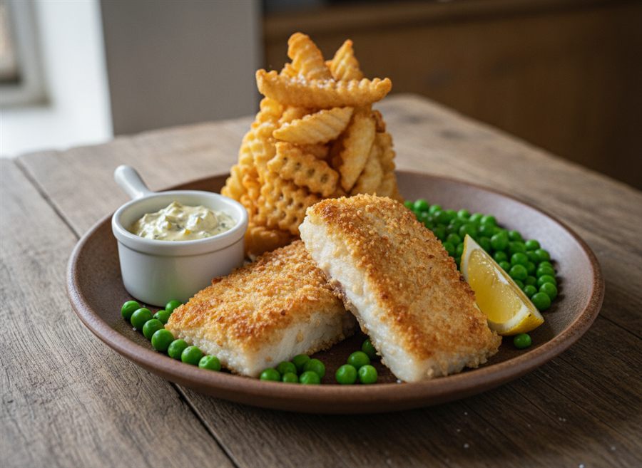 Baked Fish & Celeriac Chips