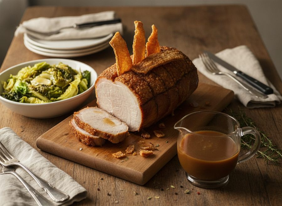 Roast Pork with Greens