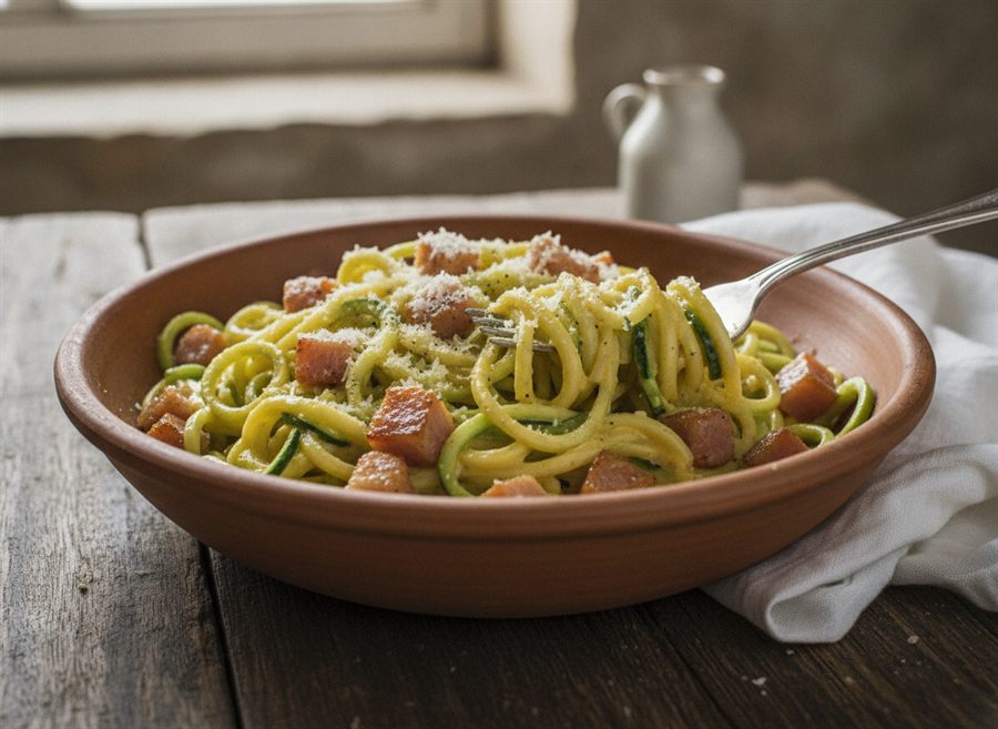 Spaghetti Carbonara with Courgetti