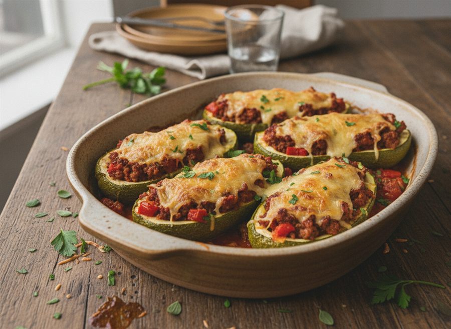 Stuffed Marrow / Courgette Boats