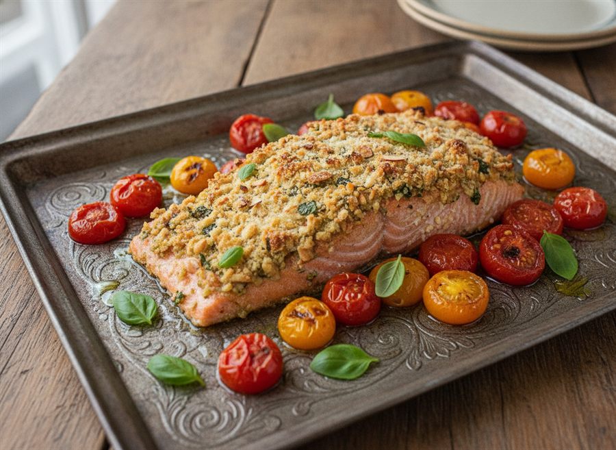 Italian Baked Salmon with Pesto