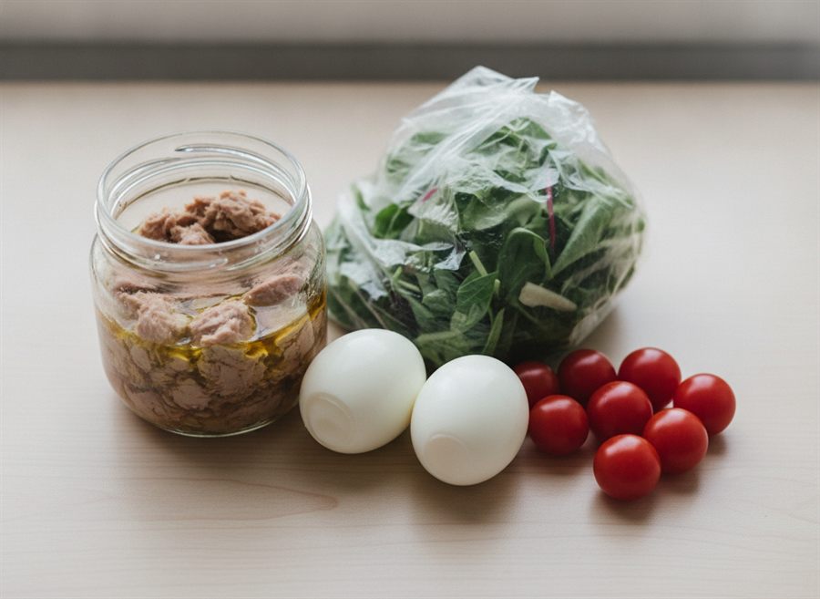 Tuna Crunch Pot & Boiled Eggs