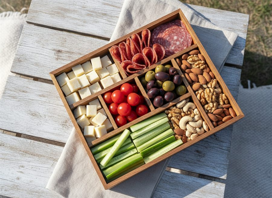 Salami, Cheese & Olive Box