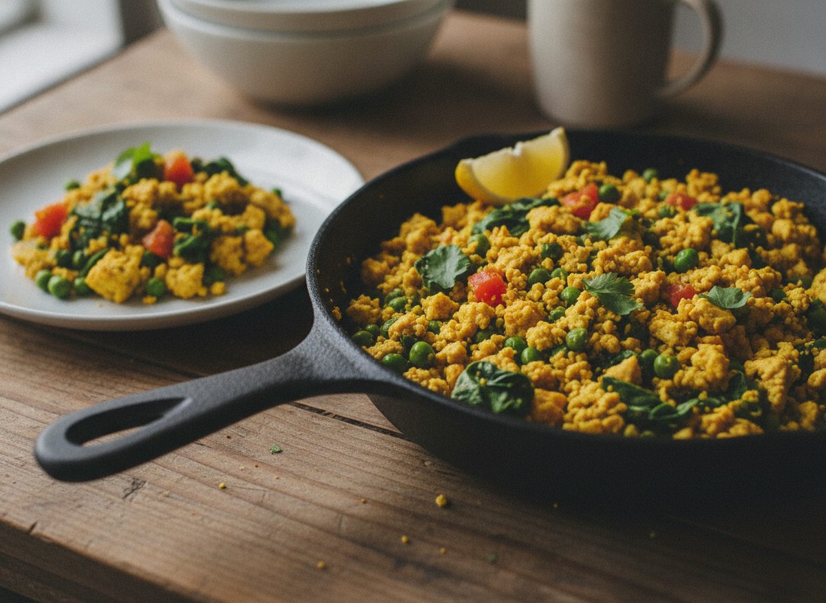 Tofu Bhurji with Spinach & Peas