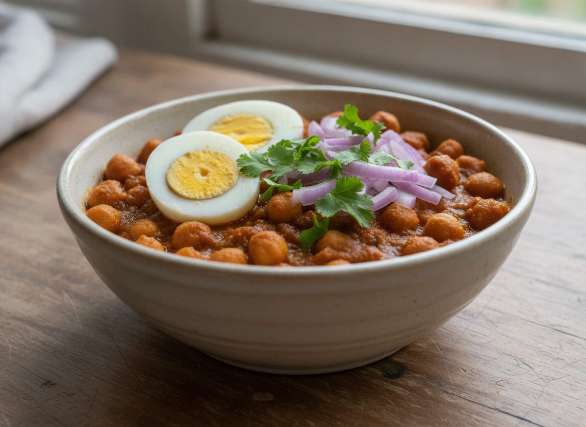 Chana Masala with Boiled Eggs