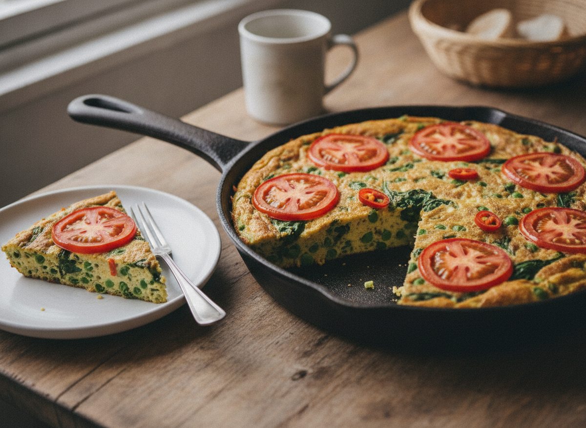 Indian Masala Frittata with Peas & Spinach