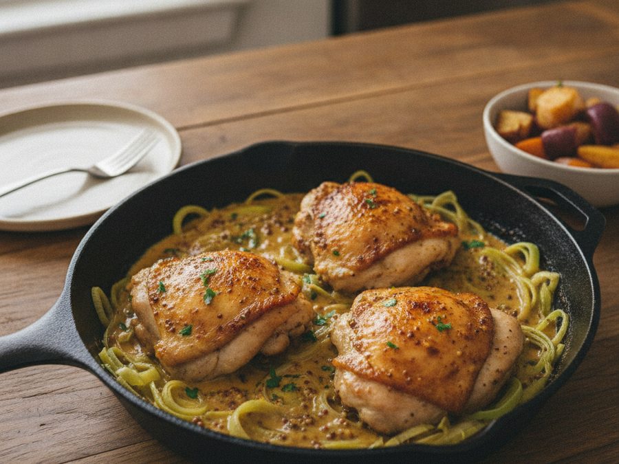 Chicken Thighs with Leeks & Mustard