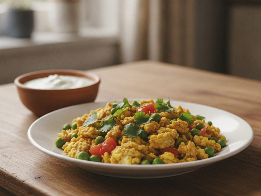 Indian Egg Bhurji with Peas