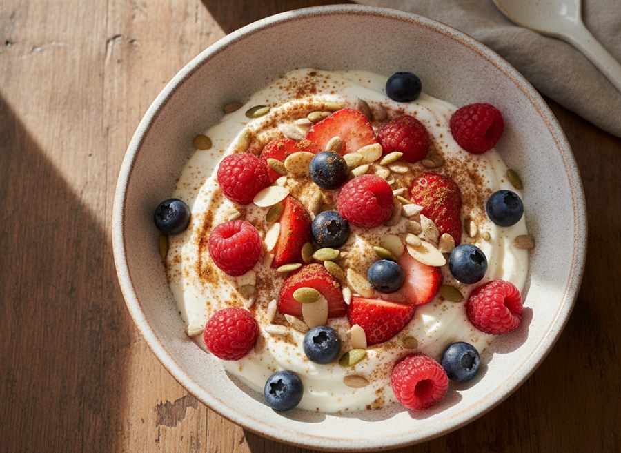 Greek Yoghurt with Berries & Seeds