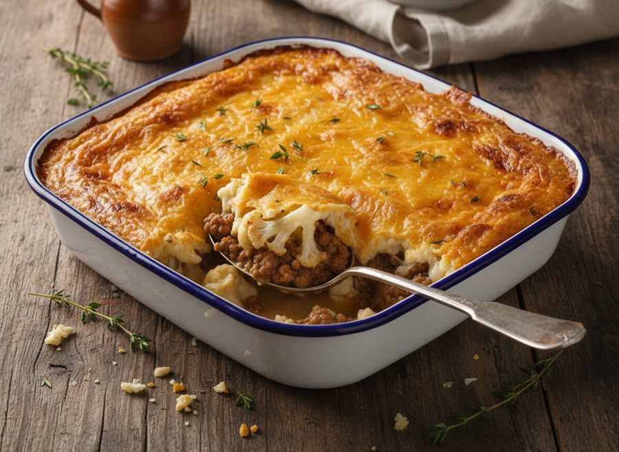 Pork & Cauliflower Cheese Bake