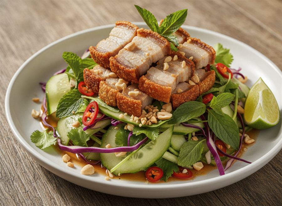 Pork Belly Salad with Asian Dressing