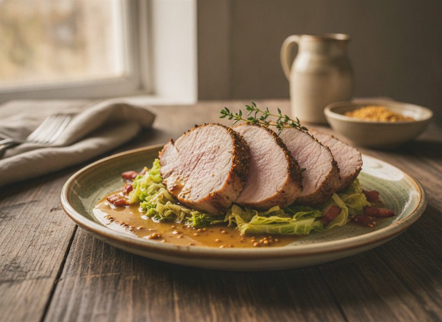 Pork Loin with Creamy Cabbage