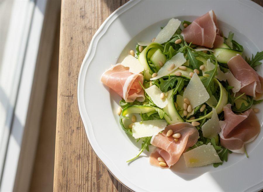 Courgette Ribbon & Parma Ham Salad
