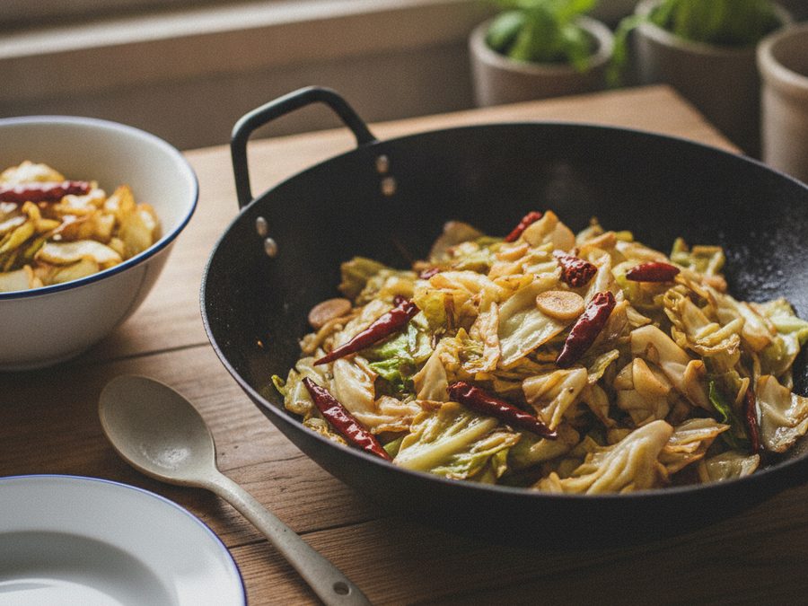 Hand-Torn Cabbage Stir-Fry with Chilli