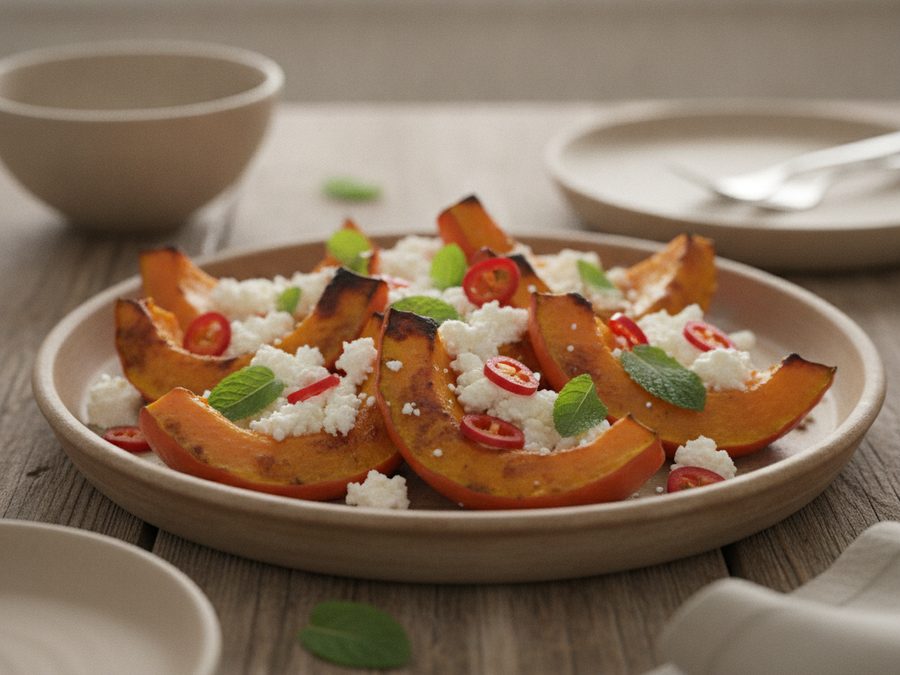 Roast Pumpkin with Chilli & Feta