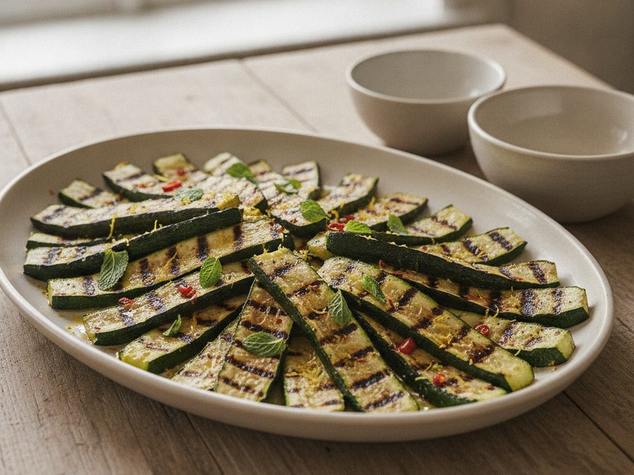 Grilled Courgettes with Mint & Lemon