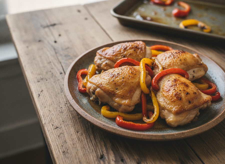 Chicken Thigh Traybake with Peppers