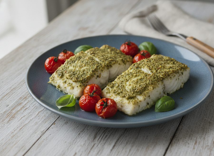 Baked Cod with Pesto