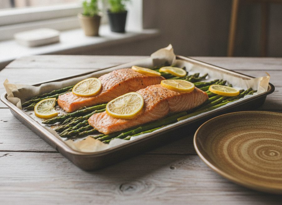 Salmon Traybake with Asparagus