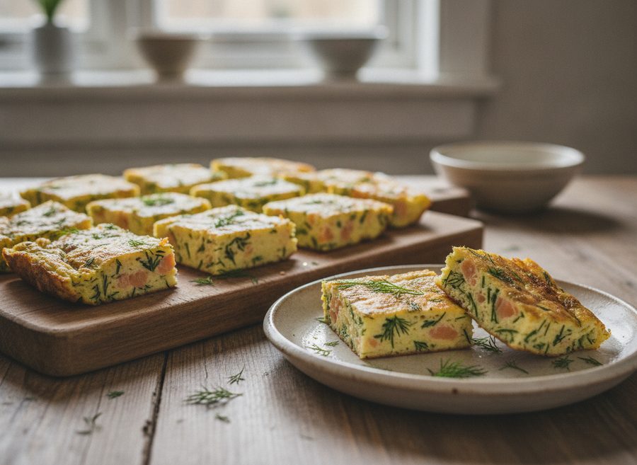 Smoked Salmon and Dill Frittata Squares