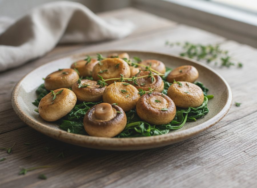 Mushrooms on Spinach