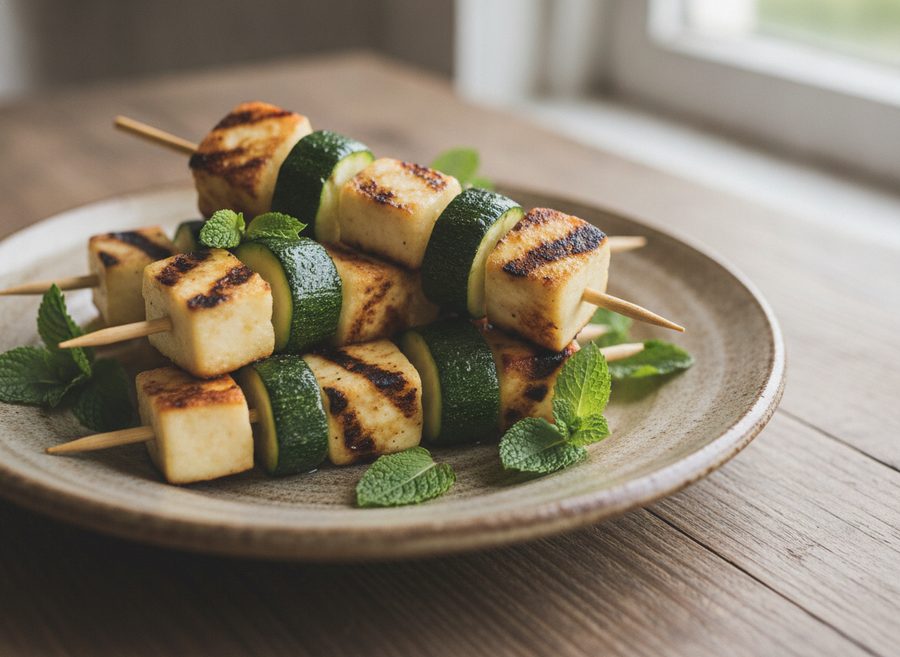 Courgette and Halloumi Skewers