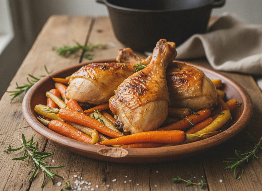 Roast Chicken Legs and Carrots