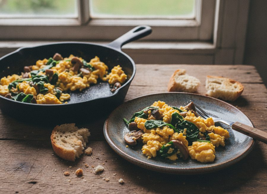 Mushroom and Spinach Scramble