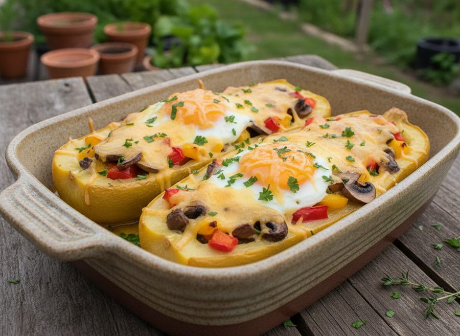 Stuffed Marrow with Cheese & Egg