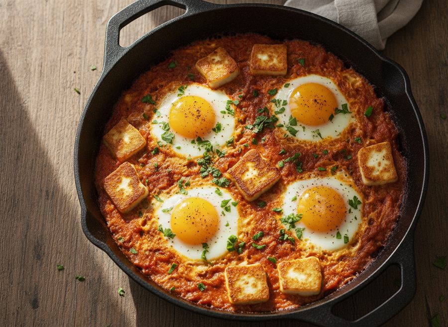 Halloumi & Egg Bake