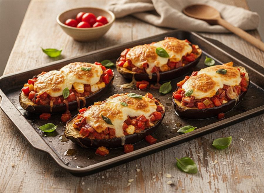 Egg & Cheese Stuffed Aubergine
