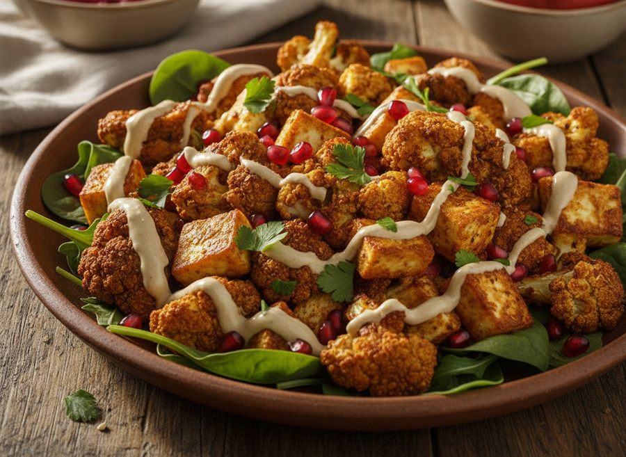 Roasted Cauliflower & Halloumi Salad