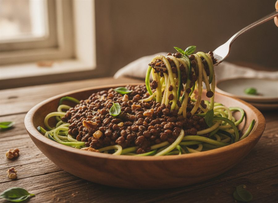 Lentil & Walnut Bolognese with Courgetti