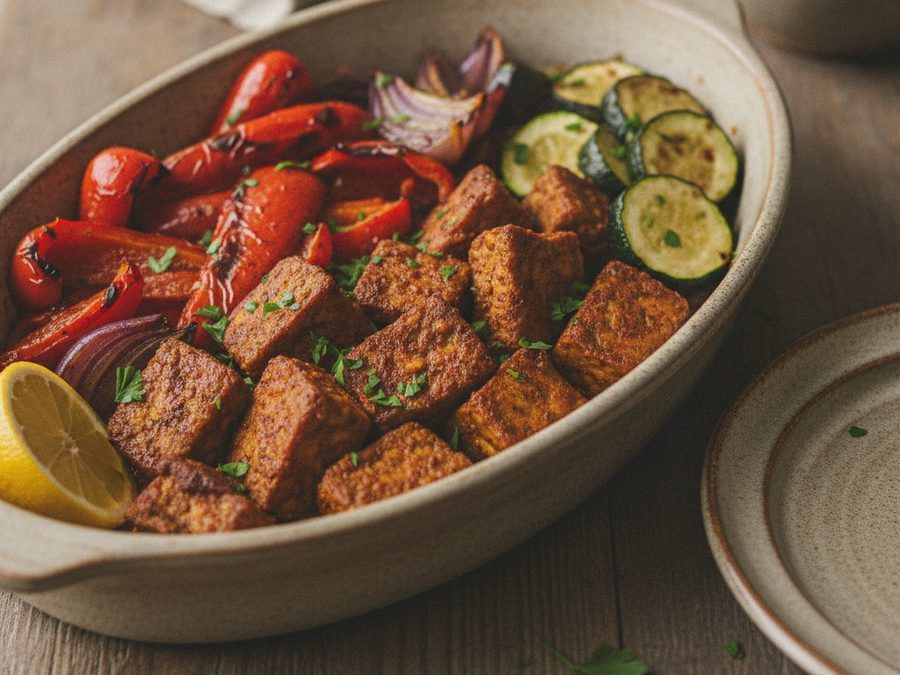 Harissa Tempeh Traybake