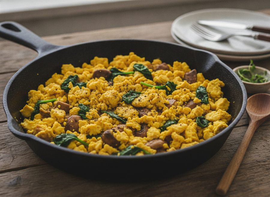 Tofu Scramble with Spinach & Mushrooms