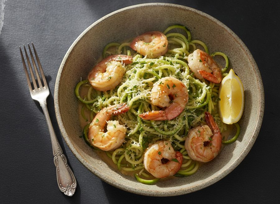 Creamy Garlic & Lemon Prawns with Courgetti